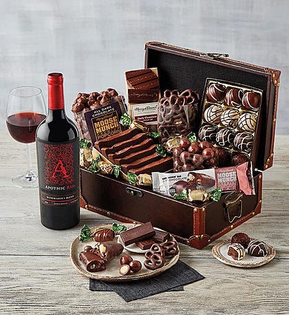 Vintner's Choice Chocolate Treasure Box with Wine